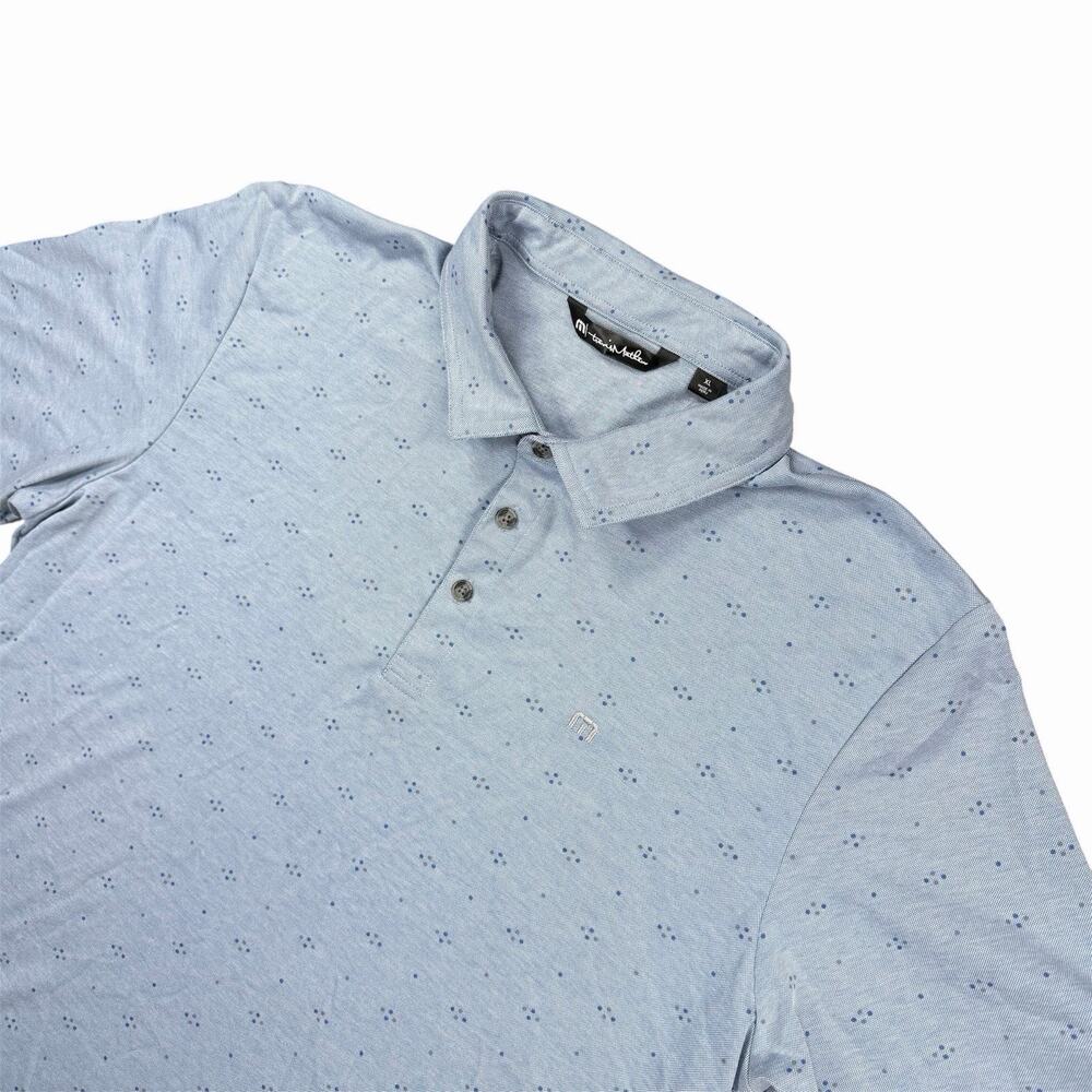 TravisMathew Men’s XL Light Blue Micro Print Golf Polo Golf Legend Embroidered - Picture 1 of 9